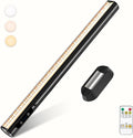 Rechargeable Magnetic LED Light Bar with Remote, Under Cabinet Lighting Wireless, Battery Powered Operated Wall Strip Lights, Dimmable Desk Lamp for Mirror Closet Picture Kitchen