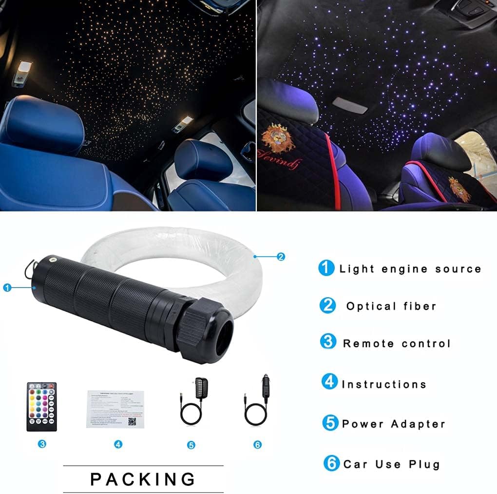 6W Bluetooth/APP Control RGBW Fiber Optic Lights Star Ceiling Kit Sensor Music Mode Sensor Light Source with Remote