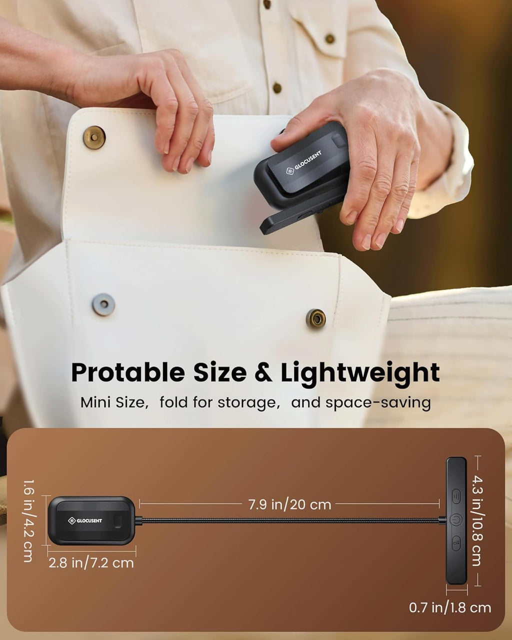 Glocusent 26 LED Book Light, 1200 mAh 90 Hrs Lasting Rechargeable Reading Light, 5 Amber Colors & Stepless Dimming Book Reading Light - Portable Clip on Light for Book Lovers Kids