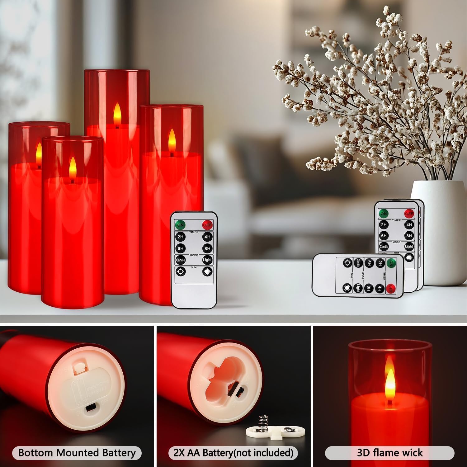 24-Pack Red Flameless LED Candles