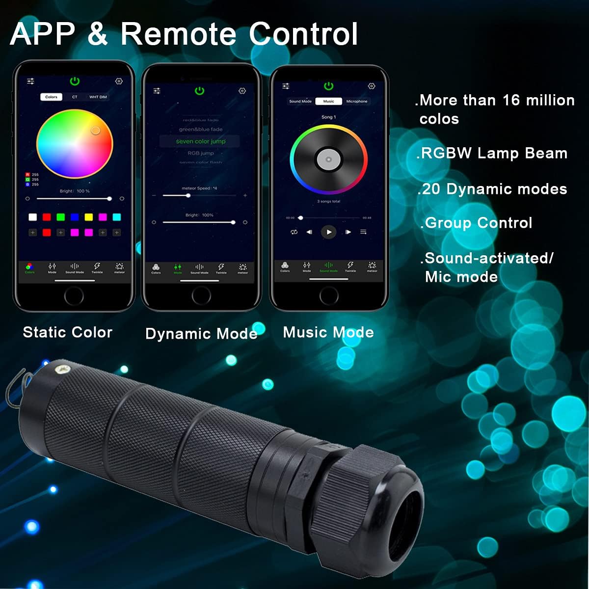 6W Bluetooth/APP Control RGBW Fiber Optic Lights Star Ceiling Kit Sensor Music Mode Sensor Light Source with Remote