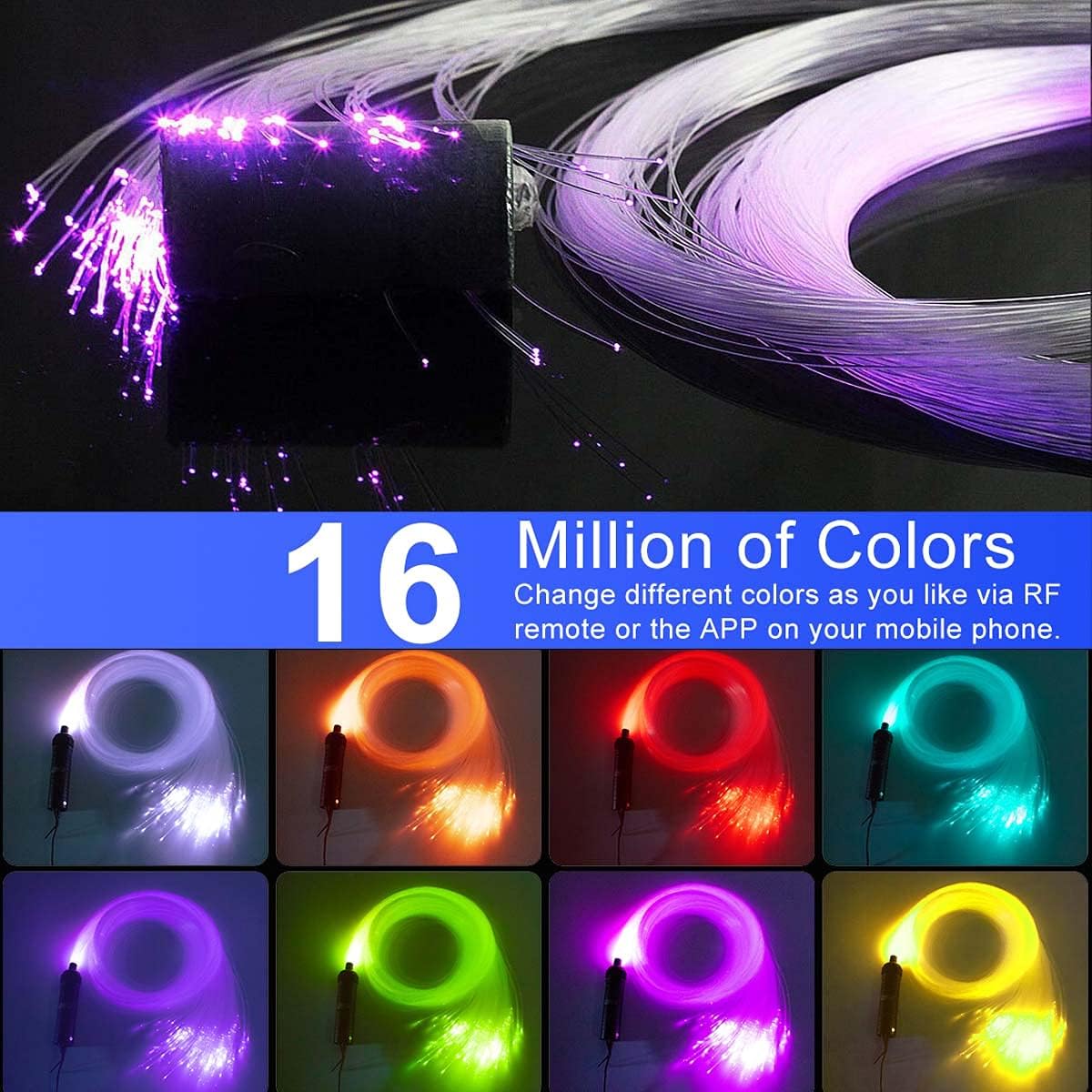 6W Bluetooth/APP Control RGBW Fiber Optic Lights Star Ceiling Kit Sensor Music Mode Sensor Light Source with Remote