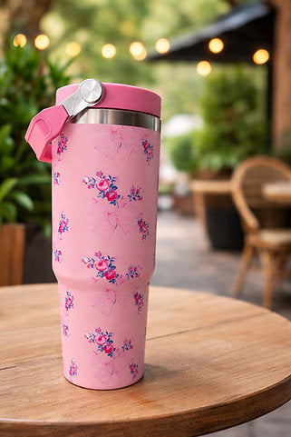 Pink Insulated Thermos Travel Tumbler – Temperature Retention Bottle (20oz)
