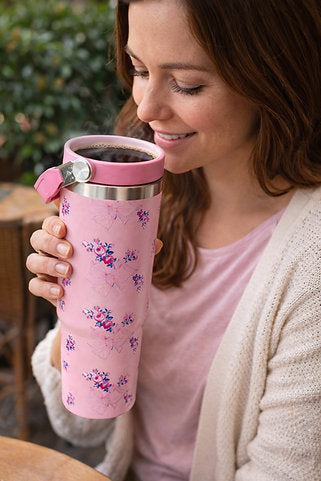 Pink Insulated Thermos Travel Tumbler – Temperature Retention Bottle (20oz)