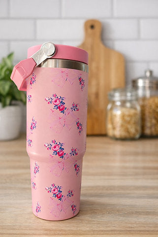 Pink Insulated Thermos Travel Tumbler – Temperature Retention Bottle (20oz)