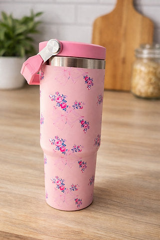 Pink Insulated Thermos Travel Tumbler – Temperature Retention Bottle (20oz)