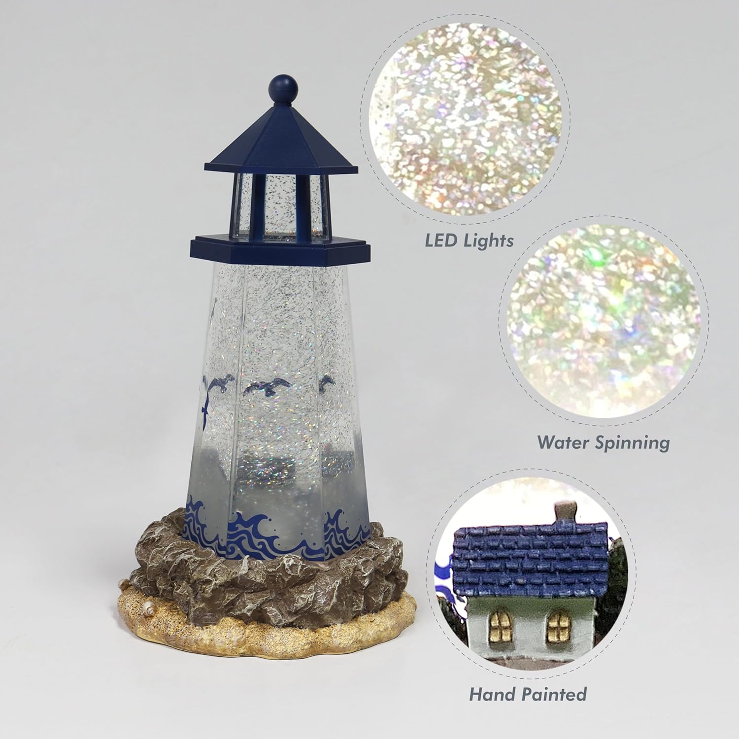 Lighthouse Water Globe by Moments in Time 11.5”